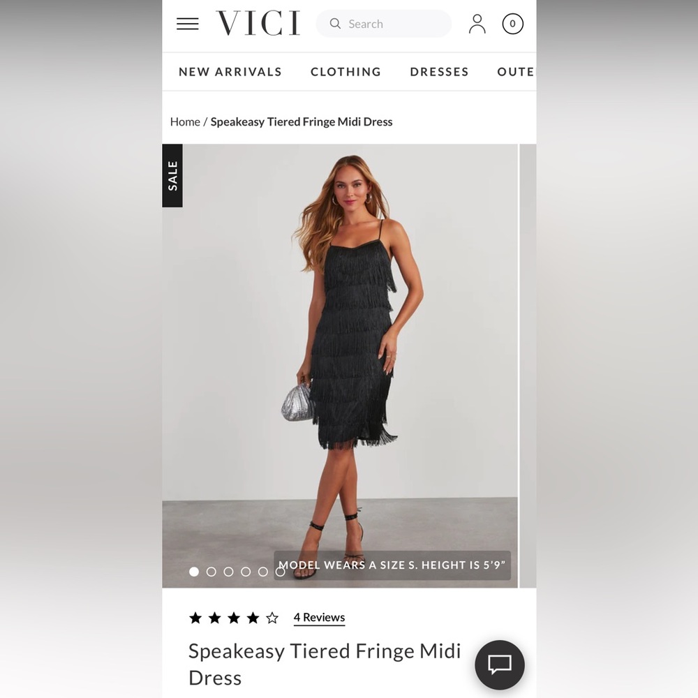 Speakeasy Tiered Fringe Midi Dress. Vici brand. Great for gatsby themed parties